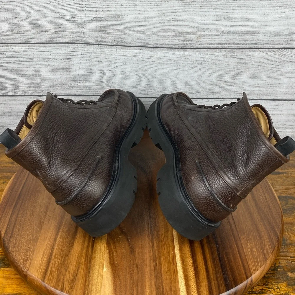 Bally Lysius Brown Pebbled Leather Moc Toe Boots Men’s Shoe Size Size 12 D